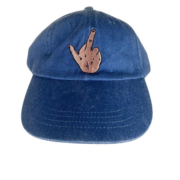 Anvil Unisex Middle Finger Pouya Embroidered Adjustable Chambray Baseball Hat - Picture 1 of 5